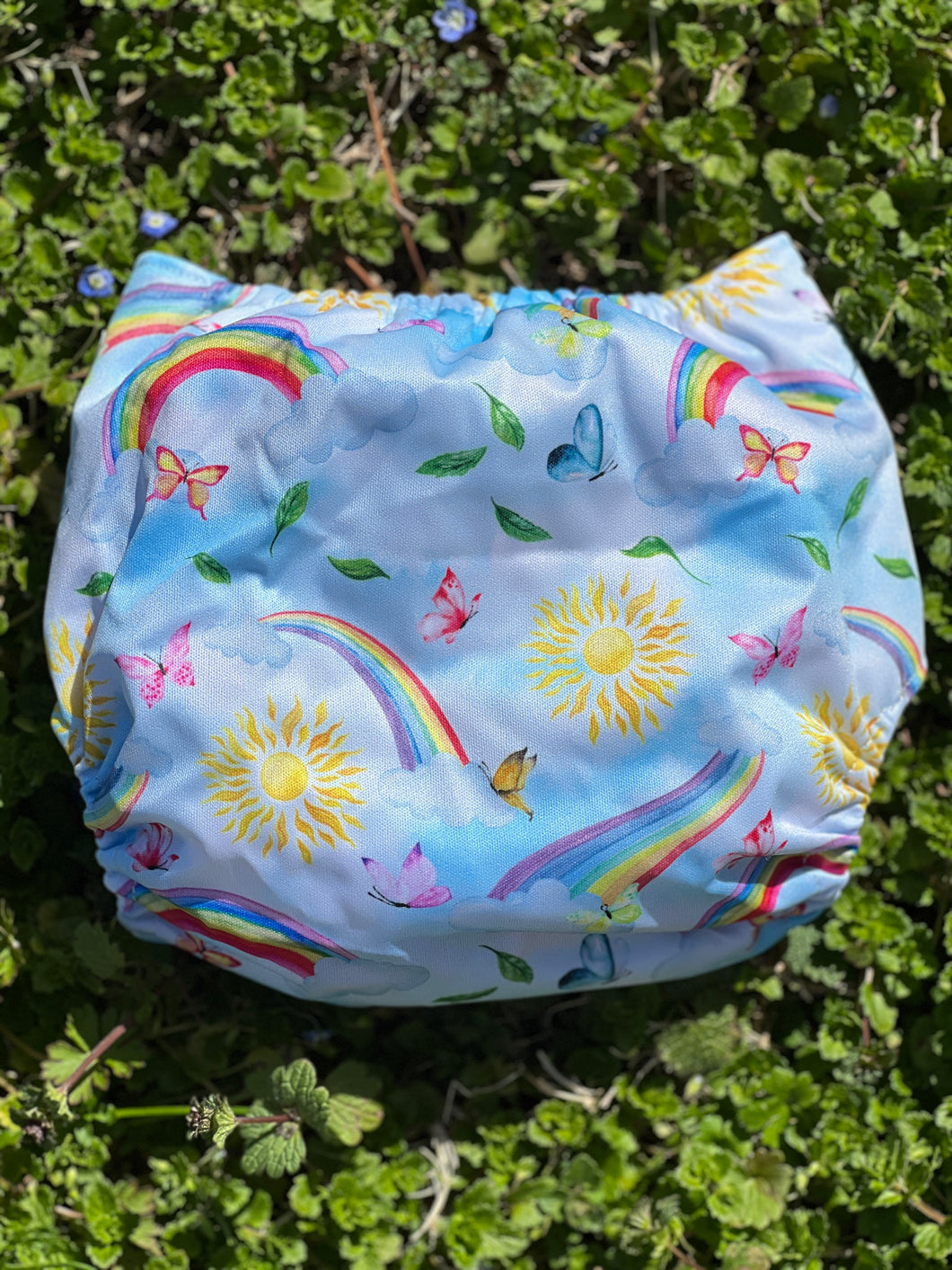 Little Bunny Tails - The BIGGER Bunny - Larger One Size Pocket Diaper - The Busy Bunny ~ Rainbow Springtime