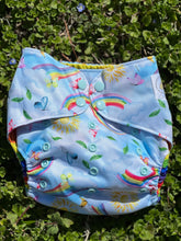 Load image into Gallery viewer, Little Bunny Tails - The BIGGER Bunny - Larger One Size Pocket Diaper - The Busy Bunny ~ Rainbow Springtime