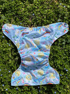 Little Bunny Tails - The BIGGER Bunny - Larger One Size Pocket Diaper - The Busy Bunny ~ Rainbow Springtime