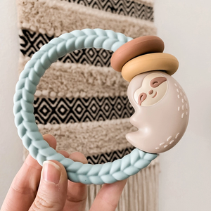 Itzy Ritzy - Ritzy Rattle - Silicone Teether Rattle - Sloth