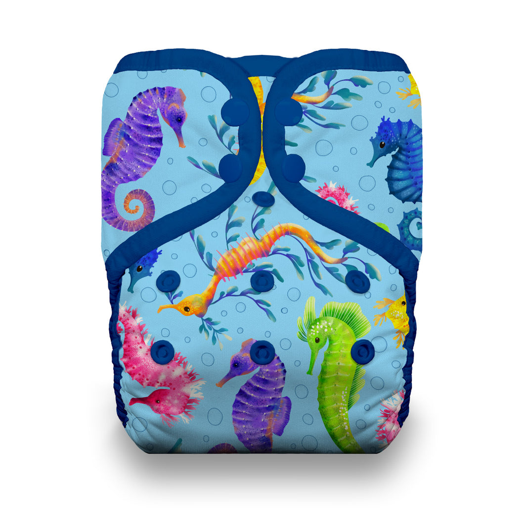 Thirsties - EXTRA LARGE Pocket Diaper - Hold Your Seahorses
